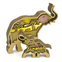 Annoomm草原の象の動物の木製の彫 装飾棚のテーブルウッド(象+光)
