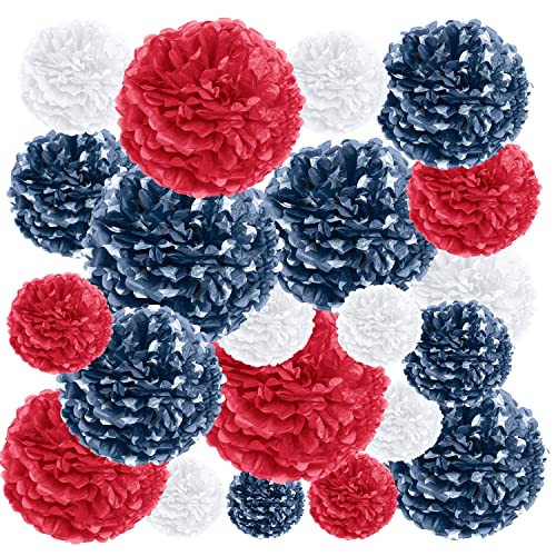 ティッシュポムポム 室内飾り用・デコレーションに Red, White and Blue