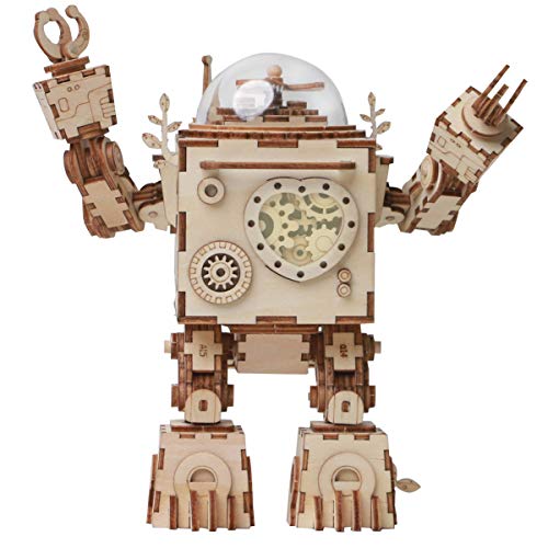ROKR スチームパンク オルゴール 3Dパズル 木製パズル ロボットモデルキット オルフェウス
