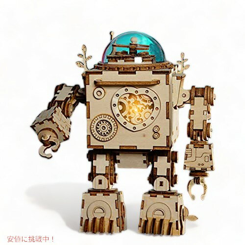 ROKR 3D木製パズル オルゴールクラフト Orpheus The Robot Music Box Wooden 3D Music Box Puzzle Model 2