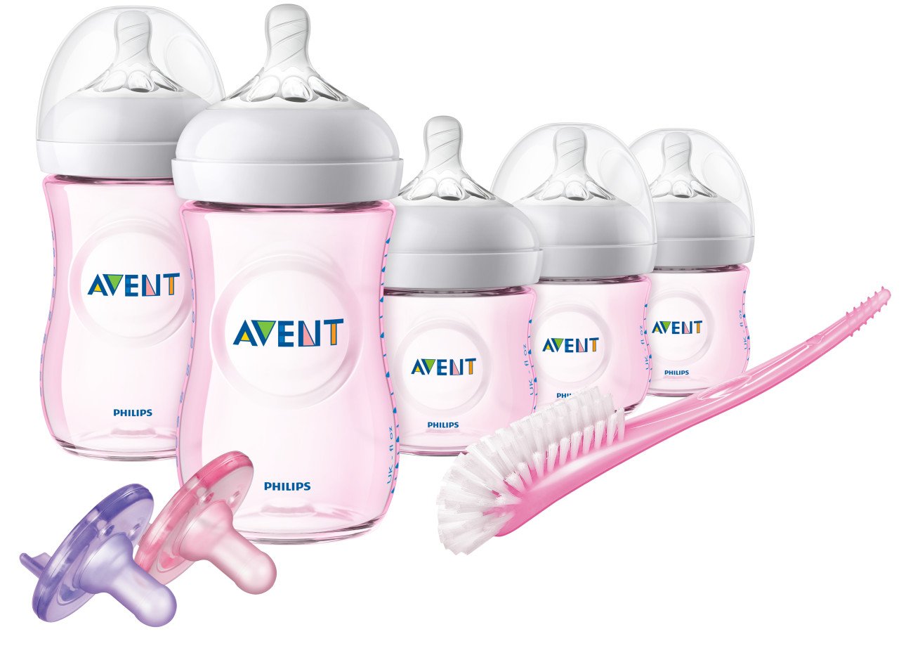 Philips Avent Natural Baby Bottle Pink Gift Set, SCD206/11 / ギフトにもおすすめ！フィリップス アヴェント ナチュラルベビー 哺乳瓶 ＆ おしゃぶりセット ピンク