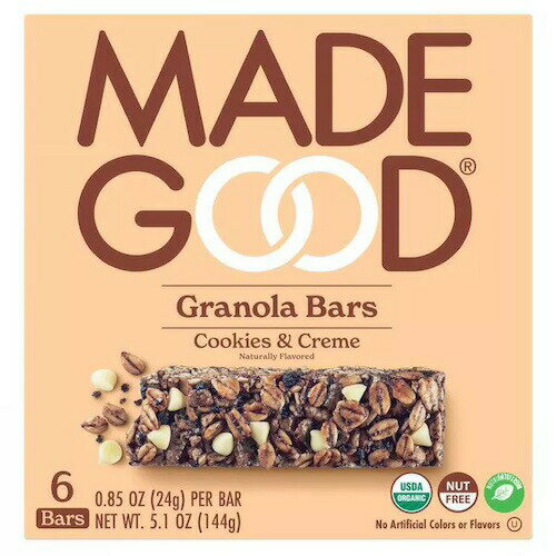 MadeGood グラノーラバー クッキー＆クリーム 24g x 6個入り オーガニック ビー Cookies Creme Granola Bars 6ct