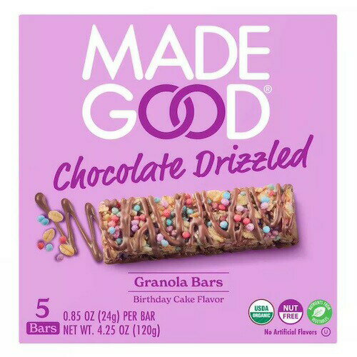MadeGood グラノーラバー バースデーケーキ チョコレートドリズル 24g x 5個入り オーガニック ビー chocolate drizzled Granola Bars