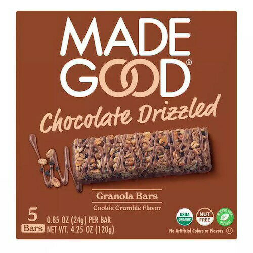 楽天FounderMadeGood グラノーラバー クッキークランブル チョコレートドリズル 24g x 5個入り オーガニック ビー chocolate drizzled Granola Bars