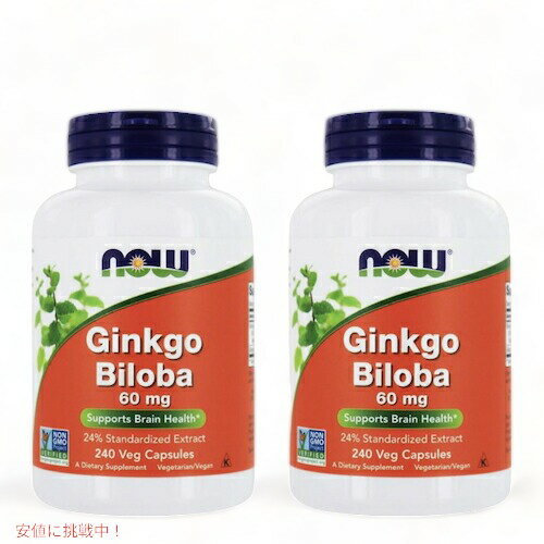 ギンコビローバ イチョウ葉エキス 60mg 240粒 ベジカプセル 大容量 ナウフーズ Now Foods Ginkgo Biloba 60mg #4684