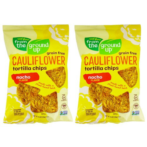 [2܃Zbg] From the Ground Up Cauliflower Tortilla Chips Nacho - 4.5 oz. / tUOEhAbv Jt[ geB[`bvX [i`] 128g