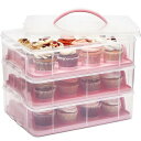 ケーキホルダー 3段 カップケーキ 36個 マフィン ケーキ ペストリー パーティー 誕生日 Juvale 3Tier Cupcake Carrier with Lid