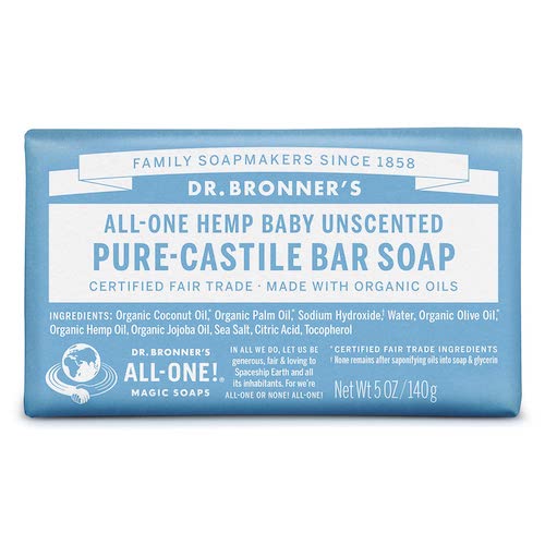 ドクターブロナー 洗顔石鹸 ドクターブロナー マジックソープバー 無香料 140g Dr. Bronner's カスティール石鹸 固形石けん バーソープ Castile Bar Soap 5oz