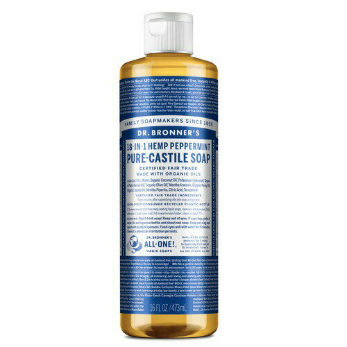 ドクターブロナー マジックソープ ペパーミント 473ml Dr. Bronner's Pure Castile Soap 16oz