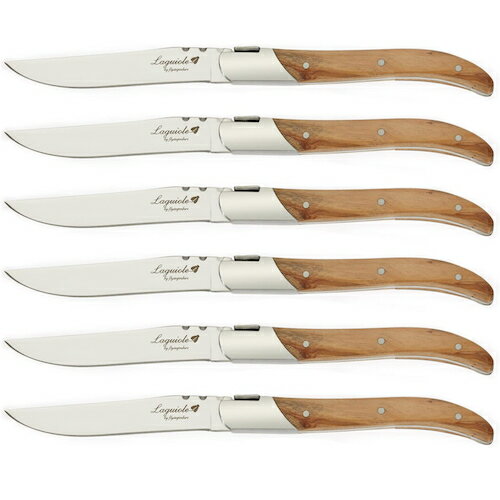 FLYINGCOLORS フライング カラーズ ラギオール ステーキナイフ 6本セット ステンレス オリーブウッド ライヨール Laguiole Steak Knife Set Olive Wood