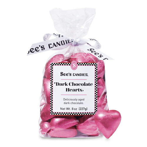 See's Candies Dark Chocolate Hearts 8oz 603241 / シーズキャンディ ダークチョコレート ハート 約30個入り 227g バレンタイン プレゼント ギフトのサムネイル