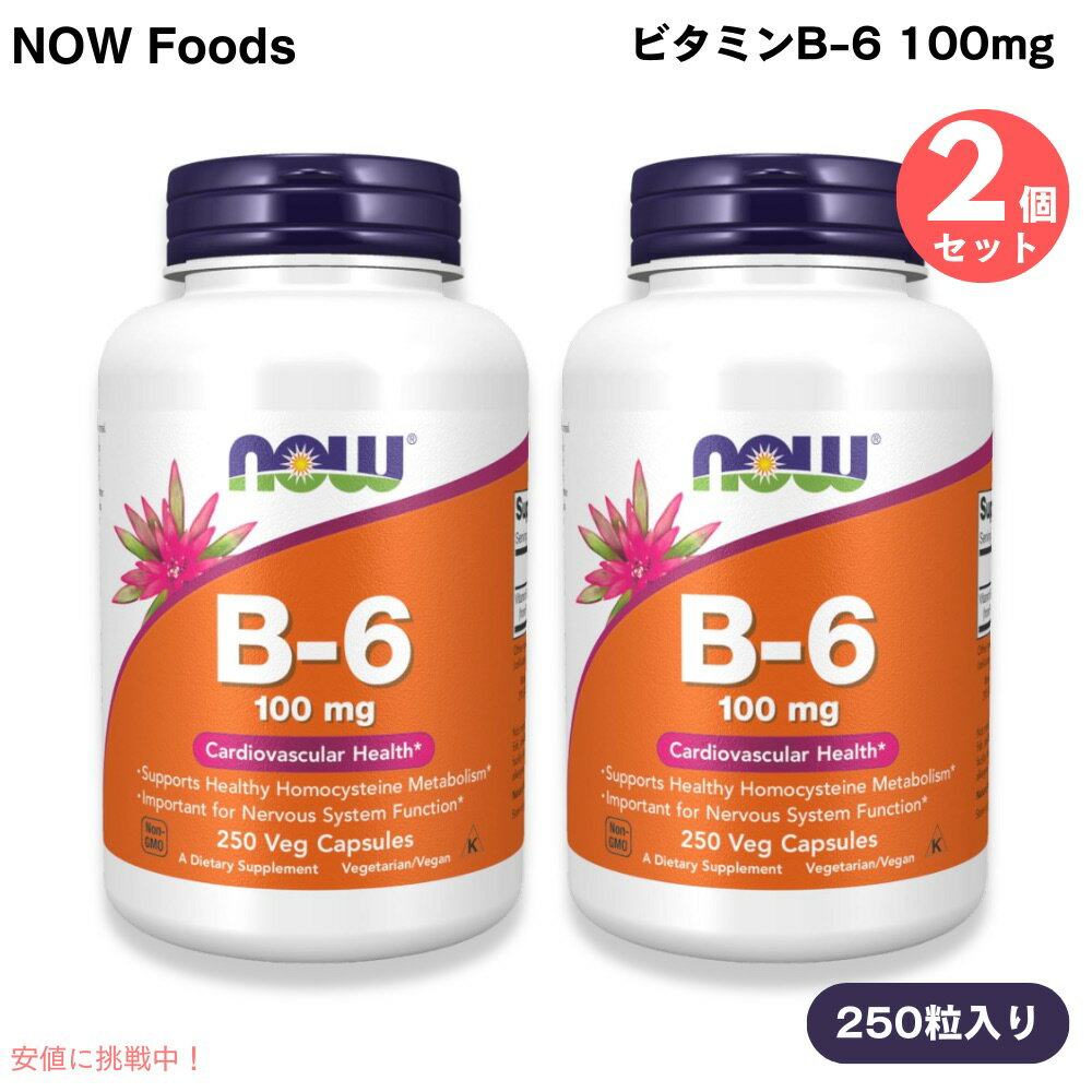 2ġ NOW Foods ʥա ӥߥB-6 100mg 250γ ٥ץ #0458 Vitamin B-6 100mg 250 Veg Capsules