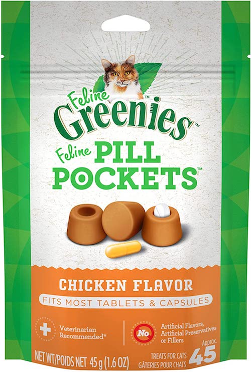 【今だけポイント5倍】【お得な2個セット】GREENIES FELINE Pill Pockets Cat Treats, Chicken Flavor 1.6oz / グリニーズ ピルポケット 猫用 投薬補助 タブレット・カプセル用 [チキン味] 45g（約45個入り） 薬が苦手なネコちゃんに