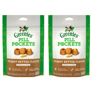 【今だけポイント5倍】【お得な2個セット】Greenies Pill Pockets for Dogs Peanut Butter Capsule Size 7.9oz / グリニーズ ピルポケット 犬用 投薬補助のオヤツ [カプセルサイズ（ラージ）・ピーナッツバター味] 224g（約30個入り） 薬が苦手なワンちゃんに