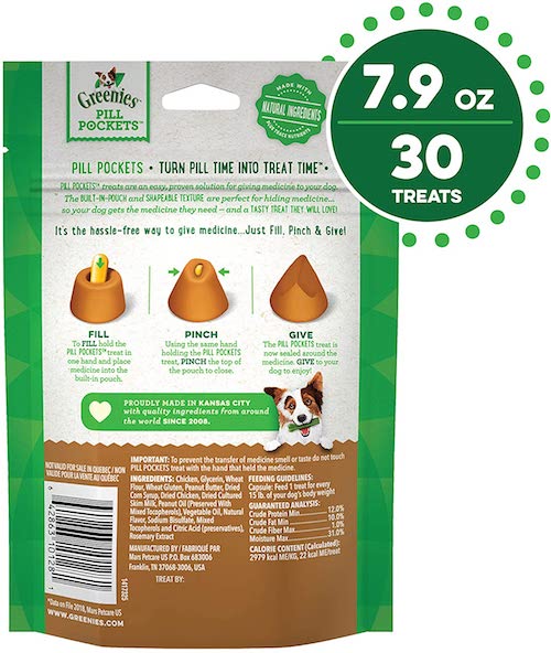 【今だけポイント5倍】Greenies Pill Pockets for Dogs Peanut Butter Capsule Size 7.9oz / グリニーズ ピルポケット 犬用 投薬補助のオヤツ [カプセルサイズ（ラージ）・ピーナッツバター味] 224g（約30個入り） 薬が苦手なワンちゃんに
