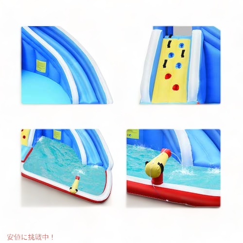 すべり台付きプール 家庭用プール 水遊び シャーク ウォータースライド BOUNTECH　...