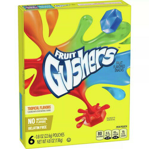 Fruit Gushers Tropical Flavored Fruit Snacks / フルーツグッシャー  フルーツスナック 6袋入り（136g）