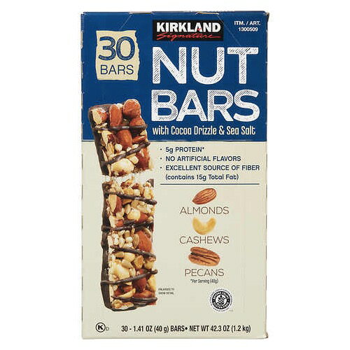 Kirkland Signature Nut Bars with Cocoa Drizzle & Sea Salt 30ct / J[NhVOl`[ ibco[ RRA & V[\g 30{