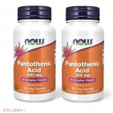 【2本セット】NOW　Pantothenic Acid 500 mg 100 Caps #0486　ナウ　パントテン酸（ビタミンB5） 500mg