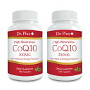 【2個セット】高吸収コエンザイムCoQ10 - Coenzyme Q10 120カプセル 4ヶ月分x2　High Absorption COQ10 Dr.Plus + ドクター プラス サプリメント Made in USA サプリ 1