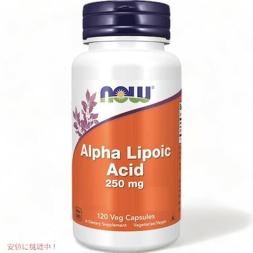 お得サイズ Now Foods ナウフーズ アルファリポ酸 250mg ベジカプセル ＜成分＞ 1粒あたり アルファリポ酸 250mg ＜摂取方法＞ 毎日1回1カプセルを摂取してください。 ＜内容量＞120粒 ＜数量＞1個 ＜型番＞3043