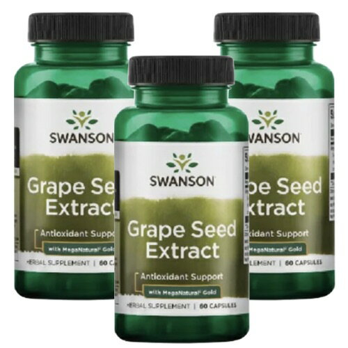 【お得な3本セット！】スワンソン グレープシードエキス 100 mg 60粒 Swanson Grape Seed Extract 100 mg 60 Capsules Pack of 3 1