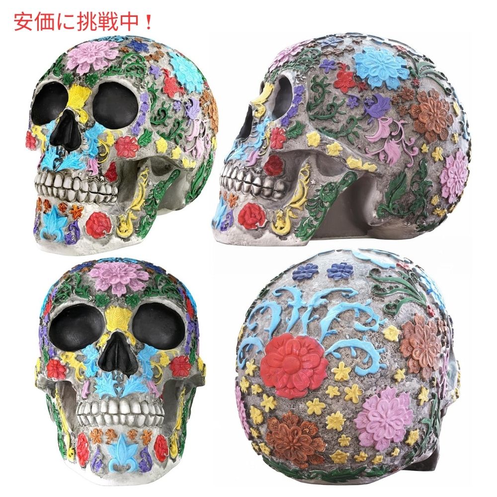 READAEER 実物サイズの頭蓋骨レジン 人間の頭蓋骨模型 大人用ヘッドボーン模型 デイ オブ ザ デッドの装飾 Colorful Life Size Skull Resin [2]