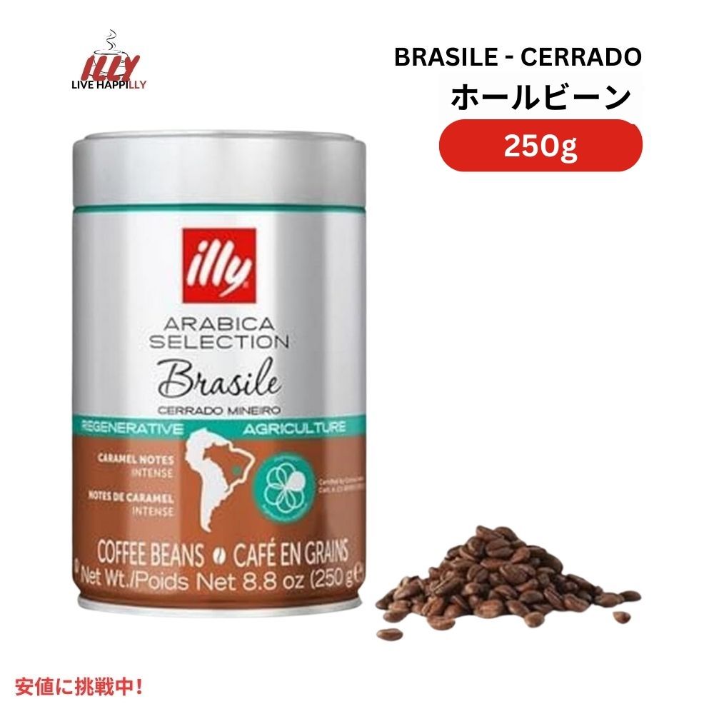 イリー illy ホールビーン コーヒー豆 アラビカセレクション ブラジル セラード ミネイロ ミディアムロースト 8.8オンス Whole Bean Coffee Brasile