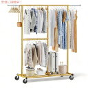 レイビー 洋服ラック ローリング服ラック キャスター付き 調整可能 ゴールド Raybee Adjustable Portable Clothes Rack with Wheels Gold