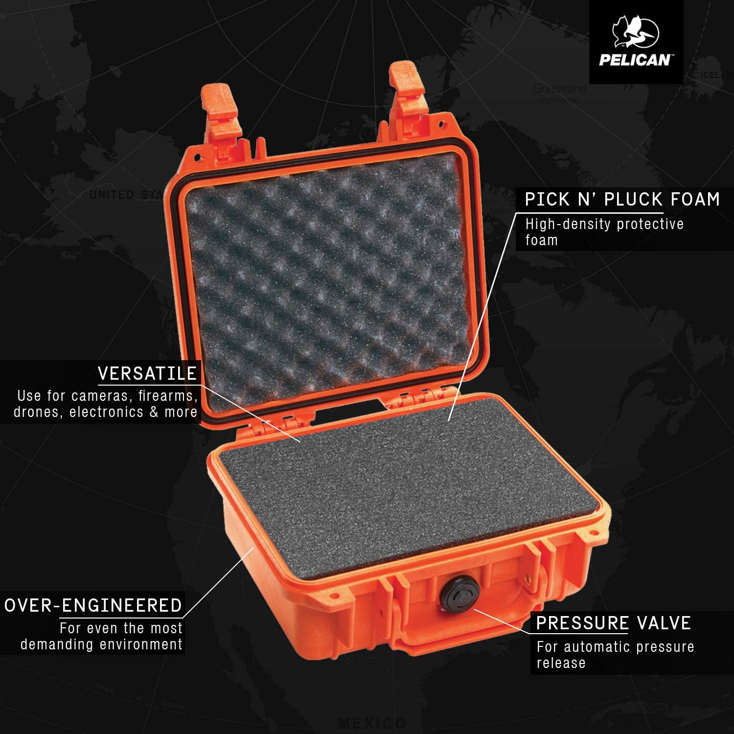 �ڥꥫ�� 1200 �ե������դ������� [�����] Pelican 1200 Case With Foam [Orange] 1200-000-150