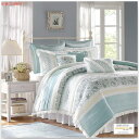 Madison Park MP12-2796 Dawn 9 Piece Dawn 100% Cotton Duvet Set, Queen , Aqua