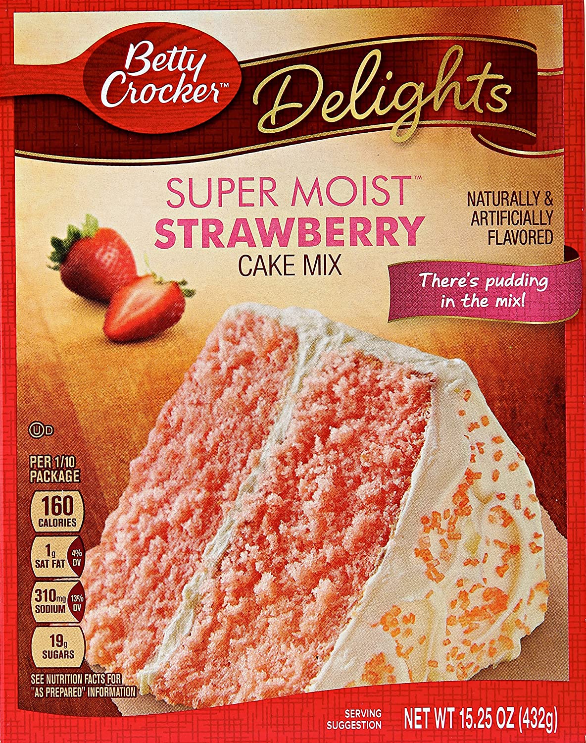 夏のデザート、誕生日のお祝いなどに最適なBetty Crocker スーパー モイスト ストロベリー ケーキ ミックスは、 あらゆる甘いお菓子のニーズを満たす簡単なベーキングソリューションです。 数分で焼く準備ができるこのストロベリーケーキは、おいしいフロスティングをトッピングしたり、 Betty Crockerの多くのデザートレシピの1つを使って何か新しいものを試すこともできます。 さらに、カップケーキミックスとしても使えます！ 甘みと手軽さの絶妙なバランスでご家族みんなでお楽しみください。