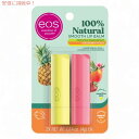 eos 100% ナチュラル リップバーム ストロベリー ピーチとパイナップル パッションフルーツ 2本(各1本) 4g x 2