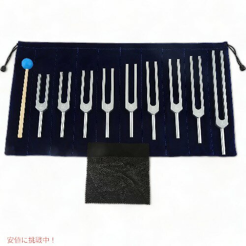 Solfeggio 音叉セット チャクラ用 9本の音叉 DNA ヒーリング 振動 サウンドセラピー シリコンハンマーとバッグ付き シルバー