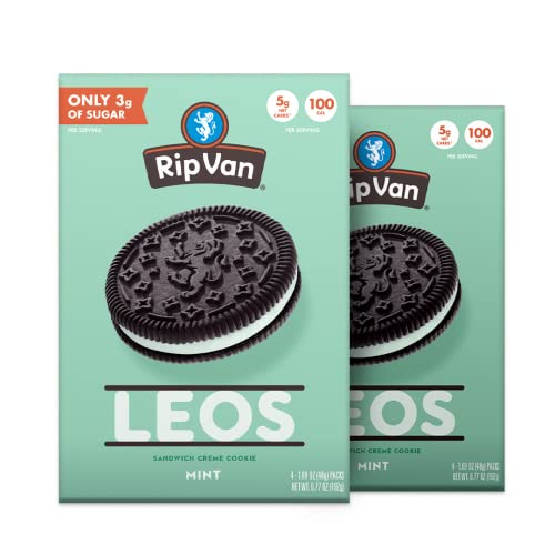 Rip Van LEOs クッキー&クリーム サンドイッチ クッキー 低糖 & 低炭水化物 32個入り (6.77 オンスの 2 パック)