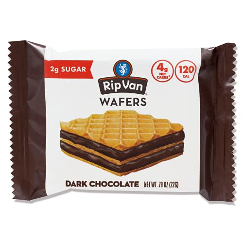 Rip Van ダーク チョコレート ウエハース クッキー 低炭水化物、低糖 (2g)、低カロリー、ビー スナック - 16 個