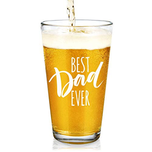 Dad Beer Glass、Best Dad Ever ビールパイントグラス15オンスのお父さんへのギフト 父の日
