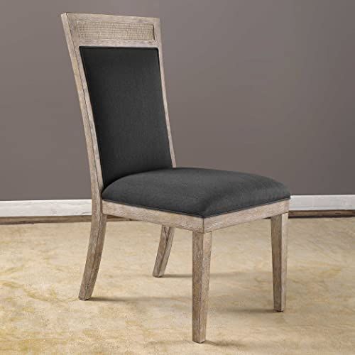 Uttermost 23440アンコール布張りアームレスダイニングチェア、20 W x 41 H x 27 D、ラビングサンドストーン/ラッシュダークグレー Uttermost 23440アンコール布張りアームレスダイニングチェア、20 W x 41 H x 27 D、ラビングサンドストーン/ラッシュダークグレー