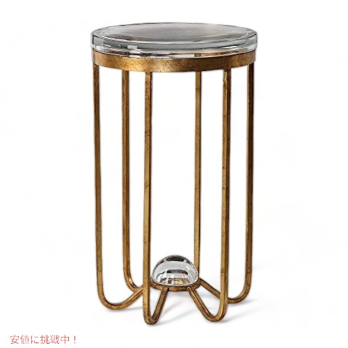 乐天商城 - Allura14　ワイドアンティークゴールドリーフメタルアクセントテーブル