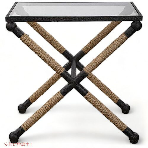 Uttermost Adia23 ワイドブラックガラスサイドテーブル [2]