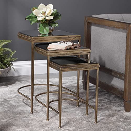 Uttermost 24908インドネスティングテーブル（3個セット）、19 　W x 17.75　 D x 24 　H、アンティー..
