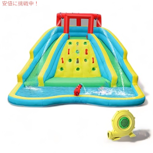 HONEY JOYインフレータブルウォータースライドクライミングウォール付きのジャイアントキッズウォーターパーク（750wブロワー付き）