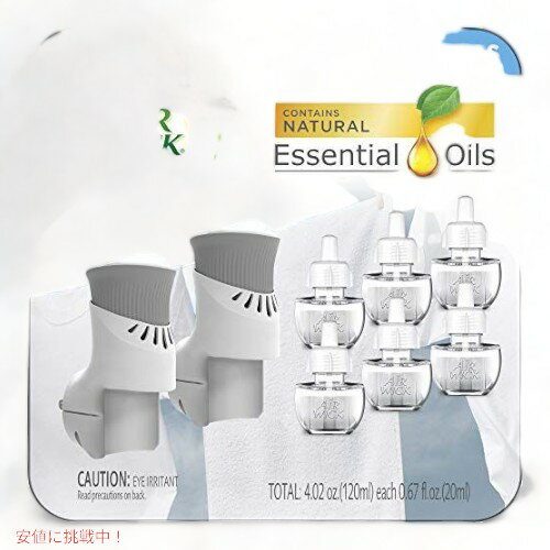 エアウィック プラグインの香りのオイルスターターキット、2つのウォーマー 6つのリフィル 【AWES】