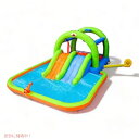 WELLFUNTIME Inflatable Water Park with Blower, and Bouncy House with Double Slide with Water Cannon and Basketball RingWELLFUNTIME ウェルファンタイム 子供遊具 インフレータブルウォーターパーク 水遊び サイズ：472×345×193cm ・無毒で無臭で作られています,それは安定性と耐久性を確保するために二重の縫い目と二重の裏地を備えた耐久性のある頑丈なポリエステル繊維で作られています。 ・カラフルなインフレータブル スライドとインフレータブル プールが完全に組み合わされて、スライドのスリルを体験できます。スプラッシュ ゾーンの内部は、同時に 3 人の子供を収容できます。 ・庭のホースに簡単に接続できます。2分以内に素早く膨らませたり空気を抜いたりでき、簡単に折りたたんで持ち運びや保管が簡単です。 内容：送風機、送風機ステーク2本、ウォーターパークステーク6本、修理パッチ4個、ホース組み立てキット1個、バスケットボール1個、キャリーバッグ1個が含まれています。B09PL65LFV