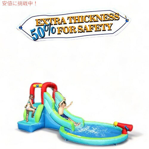 ACTION AIR Inflatable Waterslide, Bounce House with Slide for Wet and Dry, Kids Backyard Waterpark for Summer Fun, Water Gun & Splash Pool for Age 3-6, Love for KidsAction air アクションエア 子供遊具 インフレータブルウォータースライドパーク 水遊び 青 型番：9452 サイズ：398×220×185cm ・製品は一定の空気の流れによって膨張するため、すべての縫い目からの空気漏れが必要であり、この漏れは製品が過度に膨張するのを防ぐために必要であることに注意してください。 ・セットアップと取り外しは 3 分以内で簡単に完了します。このジャンプする城は持ち運び可能で、公園、ガレージ、裏庭などに最適です。使いやすく、持ち運びも簡単！ ・頑丈な送風機が含まれています。ウォーター カバー ボタンと GFCI プラグは、楽しみながらあなたとお子様を安全に保ちます。B085LXYJC9