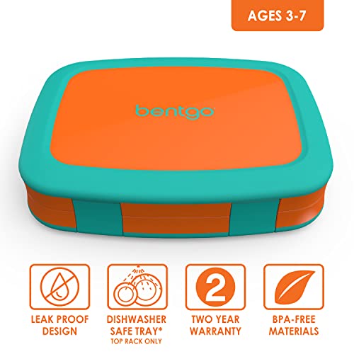 Bentgo ベントゴー Kids Brights 漏れ防止、5コンパートメント弁当スタイルの子供用ランチボックス(オレンジ) 3