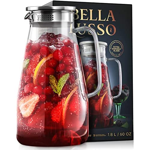 ベラ・ルッソ　ふた付きガラスピッチャー-ウォーターカラフ60オンス