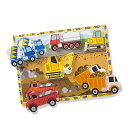 Melissa＆Doug Construction Vehicles木製チャンキーパズル（6個）