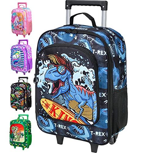 楽天FounderWZLVO 男の子用子供用旅行鞄、かわいい恐竜ローリングホイールスーツケース