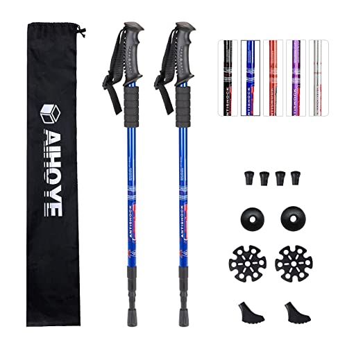 Aihoye ハイキングトレッキングポール、折りたたみ式2パック、軽量